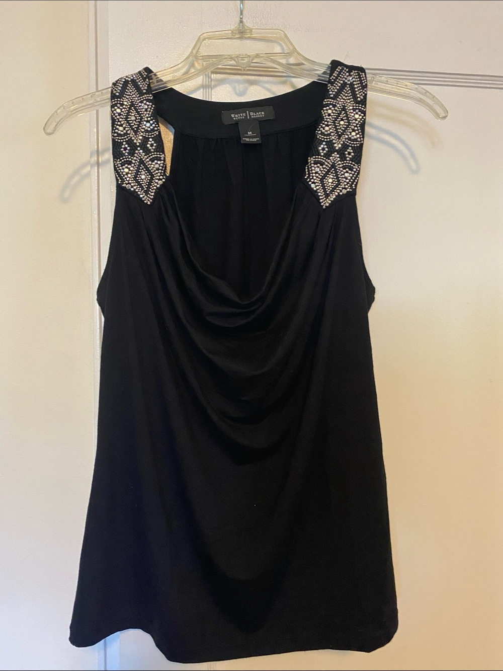 🎀 5/$20 🎀 WHBM black sleeveless top with stud accents size medium